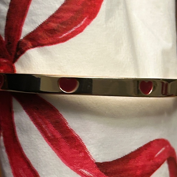 Gold Heart Hoop Rhinestone Earrings and Heart Stamp Bracelet Gold Tone NEW - Picture 8 of 12